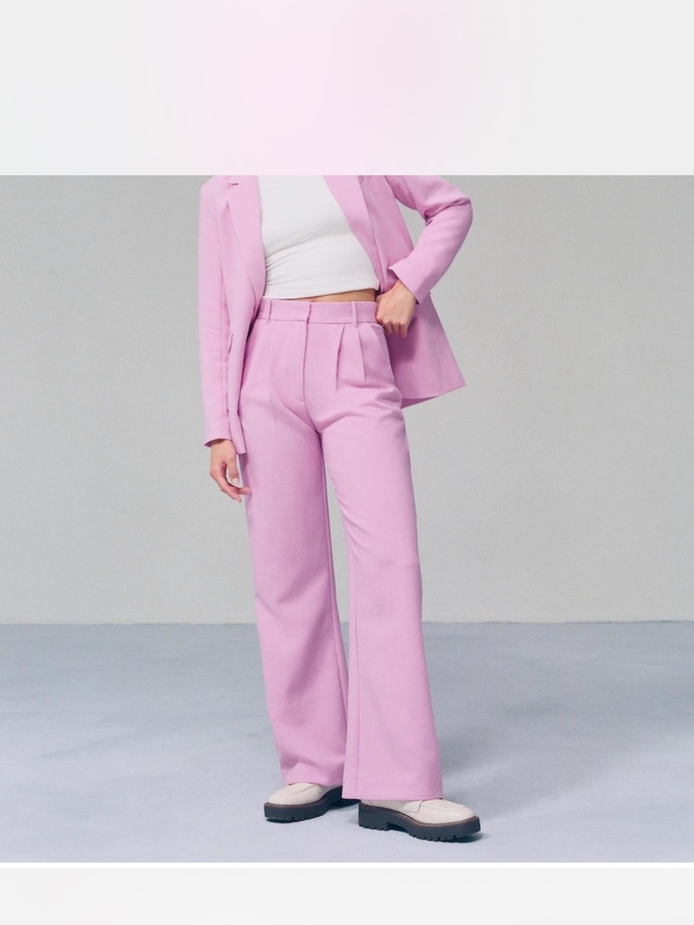 Abercrombie & Fitch Sloane Lavender Wide-Leg Tailored Trousers